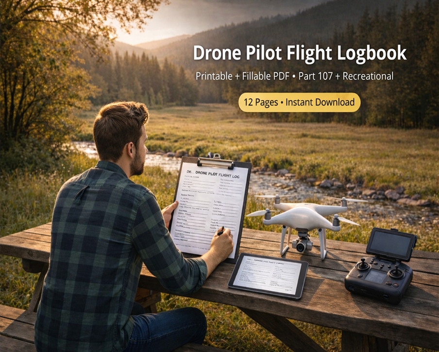 Drone Pilot Flight Logbook (Fillable PDF) – Recreational & Part 107